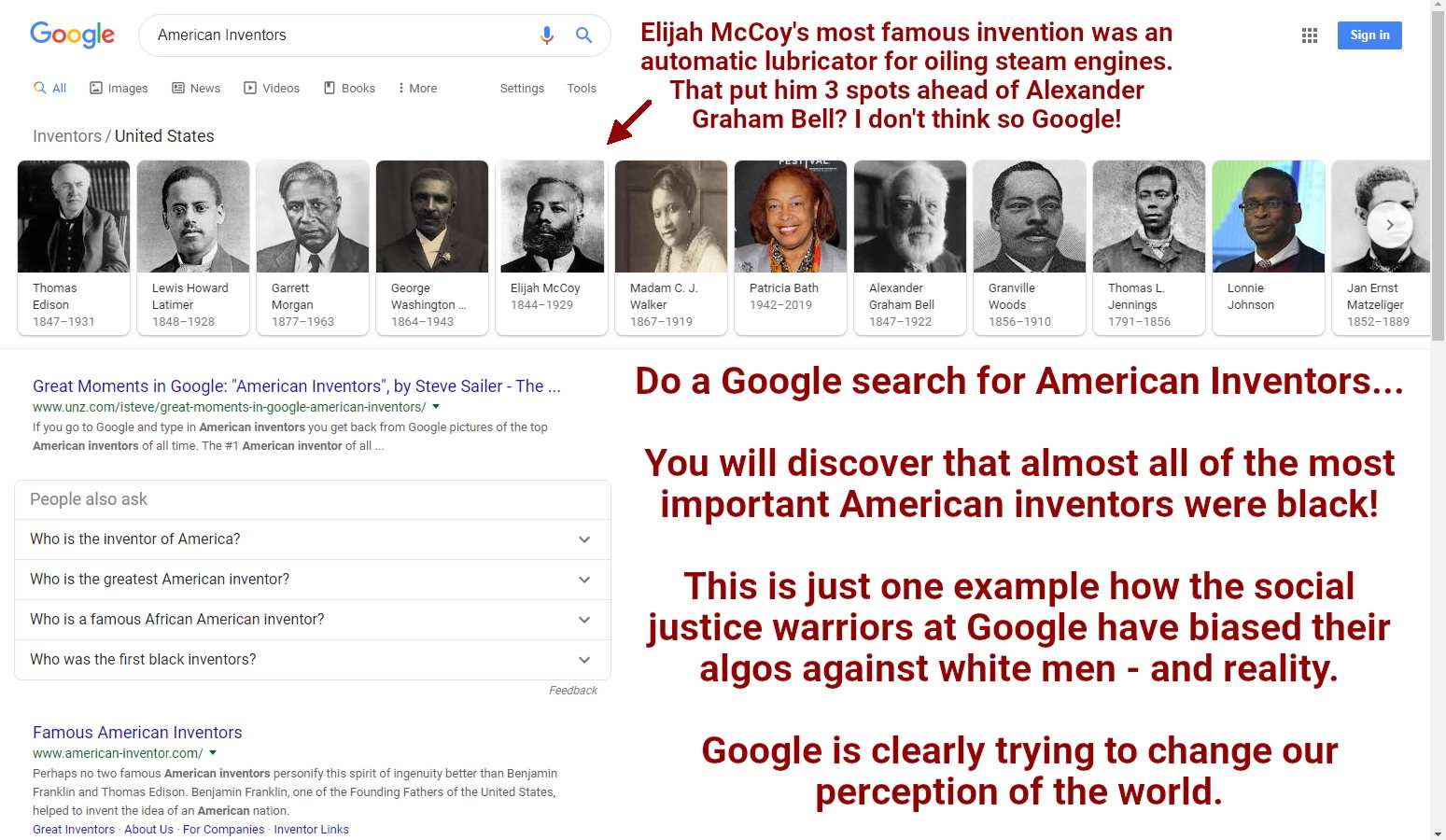Google Racist American Inventors